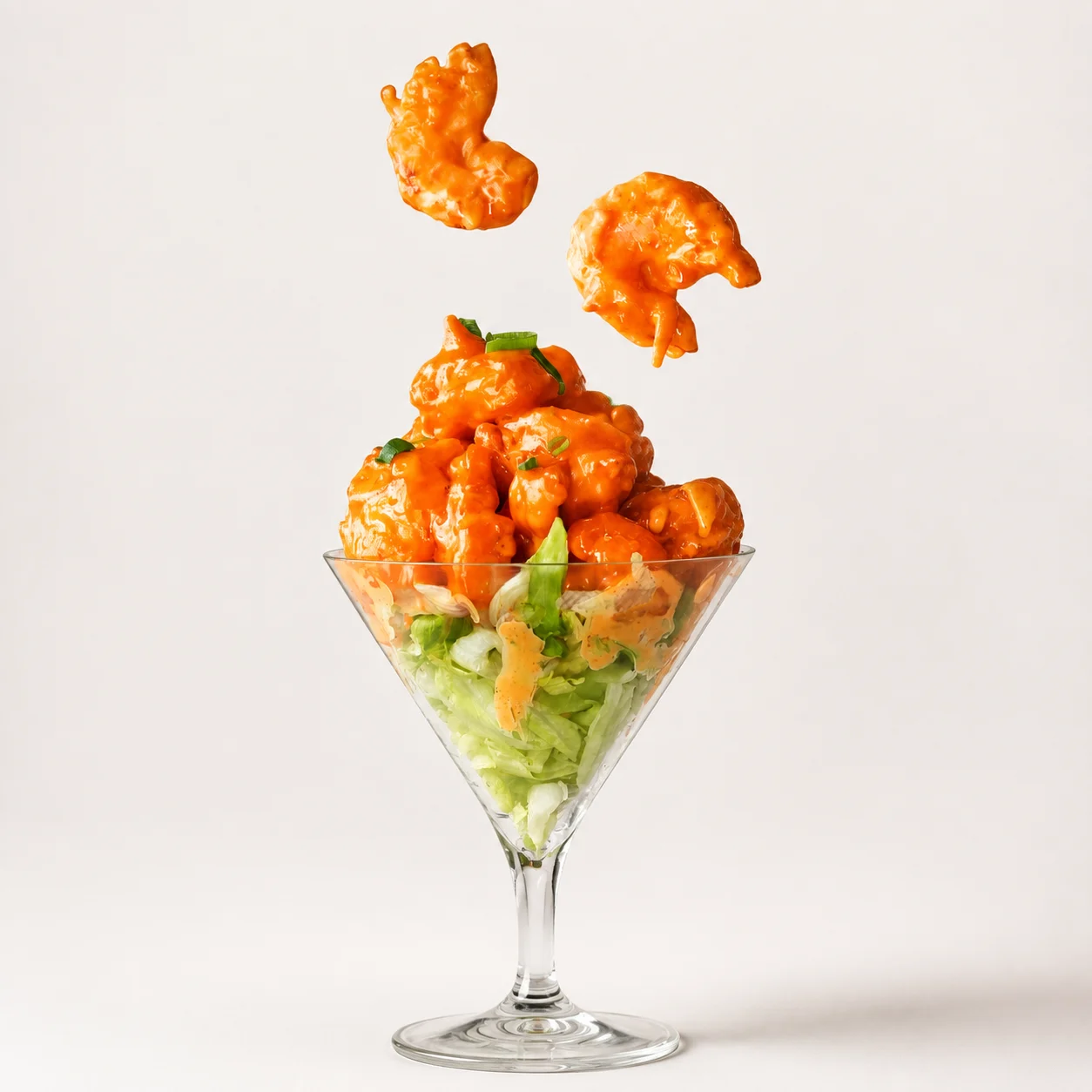 Dynamite Shrimps in Cube Burger's signature cocktail glass
